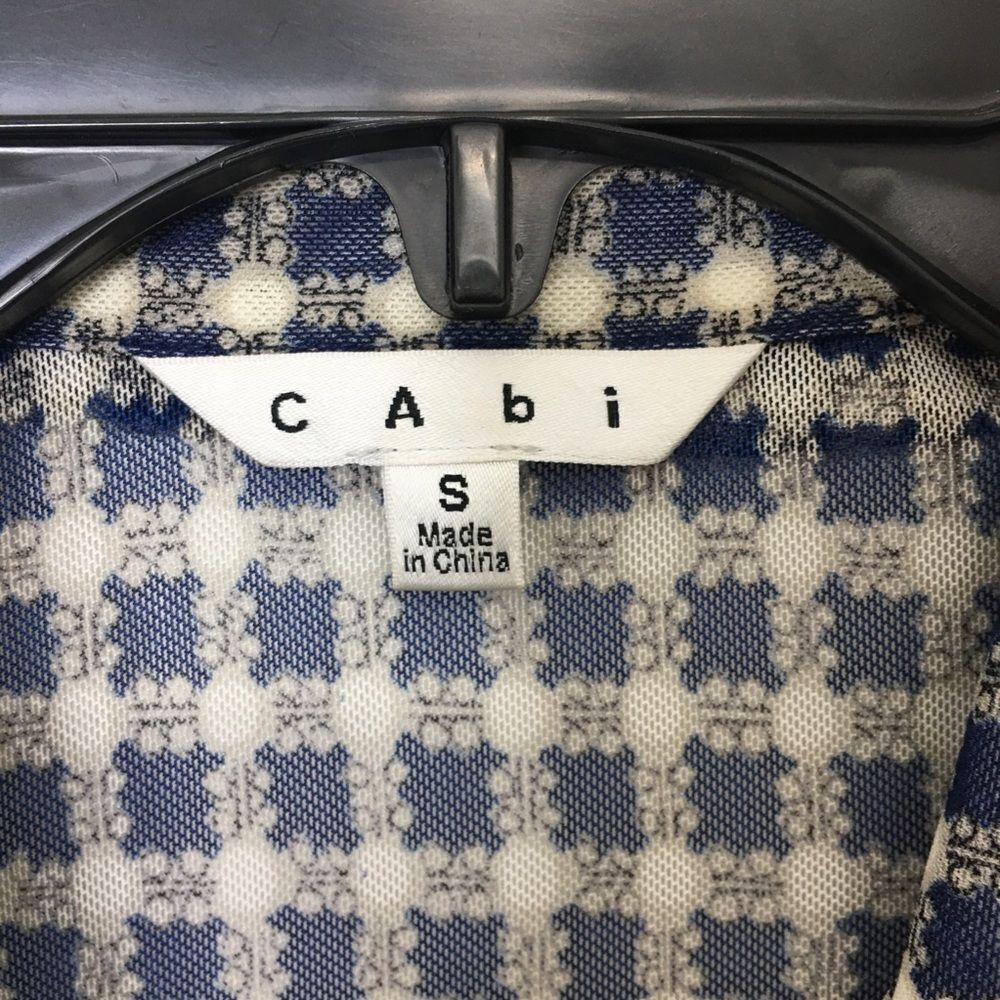 CAbi Womens Size S Blue White Checkered Button Down Shirt Hi Low Stretch Top - Picture 3 of 9